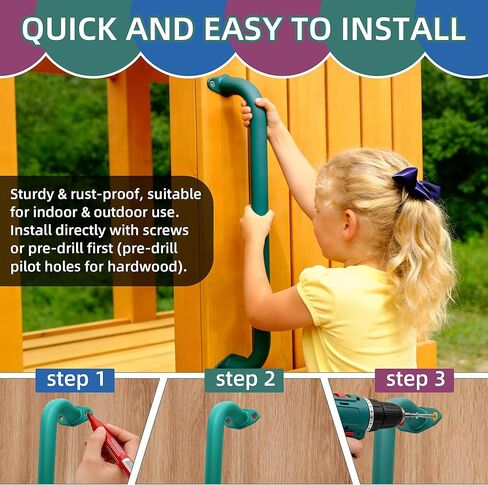 3 Colors 17 inch Metal Playground Handles, 6 Pack Monkey Bars Indoor Heavy Duty Ceiling Grab Bars for Indoor Outdoor Playgrounds Climbing Frames in Kuwait