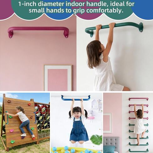 3 Colors 17 inch Metal Playground Handles, 6 Pack Monkey Bars Indoor Heavy Duty Ceiling Grab Bars for Indoor Outdoor Playgrounds Climbing Frames in Kuwait