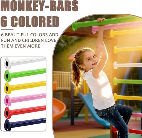 16 inch Monkey Bars Kit for Kids Backyard Outdoor Indoor Ladder Rungs Monkeybars Freestanding Monkey Bars Pink (12 Pack) in Saudi Arabia