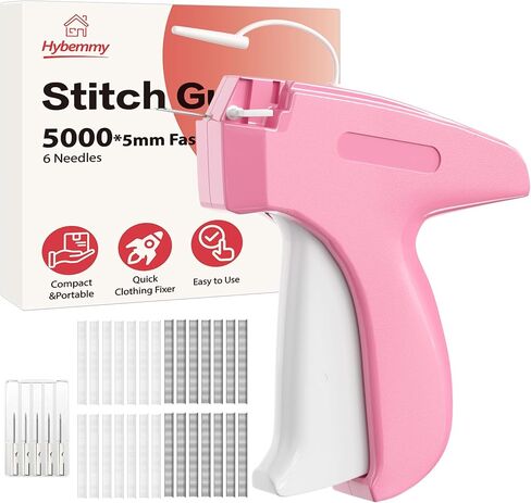 Stitch Gun for Clothes, Portable Handheld Tagging Gun for Clothing, Stitch Quick Clothing Fixer Includes 2500 Black Fasteners & 2500 White Fasteners with 6 Needles, White in Kuwait