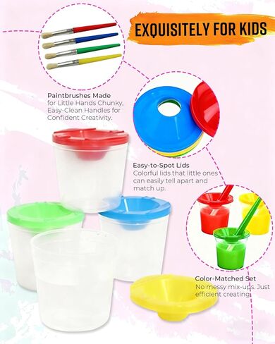 40 Pcs Paint Cups with Lids for Kids Classroom Set, Durable & Reusable No Spill Paint Cups with Sealed Lids for School, Art Projects and Group Activities in Saudi Arabia