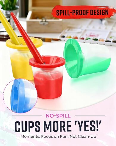 40 Pcs Paint Cups with Lids for Kids Classroom Set, Durable & Reusable No Spill Paint Cups with Sealed Lids for School, Art Projects and Group Activities in Saudi Arabia