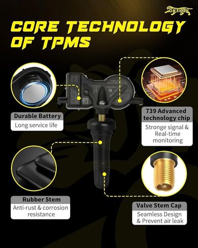 Oktiger 433MHz TPMS Sensor Pre-Programmed Fit for Jeep Grand Cherokee 2016-2022, Compass 2017-2022, Renegade, for Dodge Durango Dart, for Chrysler 200, Tire Pressure Monitoring Sensor, OE#68313387AB in Kuwait