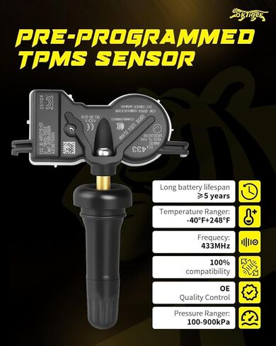 Oktiger 433MHz TPMS Sensor Pre-Programmed Fit for Jeep Grand Cherokee 2016-2022, Compass 2017-2022, Renegade, for Dodge Durango Dart, for Chrysler 200, Tire Pressure Monitoring Sensor, OE#68313387AB in Kuwait