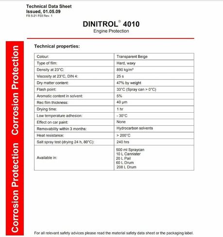 DINITROL 4010 Resistant Corrosion Inhibitor Transparent Beige (1L Can) in Saudi Arabia