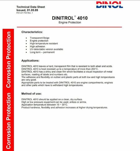 DINITROL 4010 Resistant Corrosion Inhibitor Transparent Beige (1L Can) in Saudi Arabia