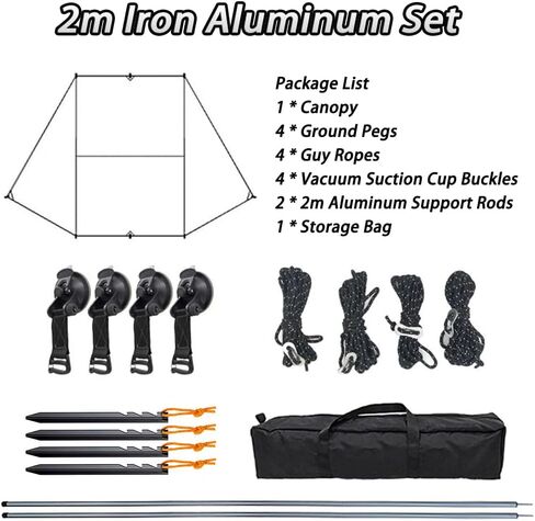 Car Side Awning Tent for Honda Jazz 2010-2025 Hatchback 5-Seater, Oxford Fabric Camping Vehicle Side Sun Shelter Portable Tailgate Shelter,Black-2m Aluminum Rod Set in Saudi Arabia