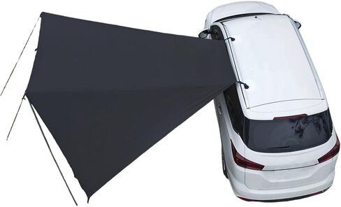 Car Side Awning Tent for Tesla Cybertruck 2024 2025 Pickup Truck 6-Seater, Oxford Fabric Camping Vehicle Side Sun Shelter Portable Tailgate Shelter,Black-2m Iron Rod Set in Saudi Arabia
