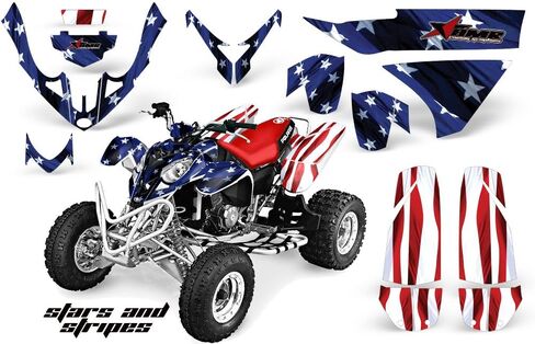ملصق لاصق لمجموعة رسومات AMR Racing ATV متوافق مع Polaris Predator 500 2003-2007 - نجوم وخطوط in Kuwait