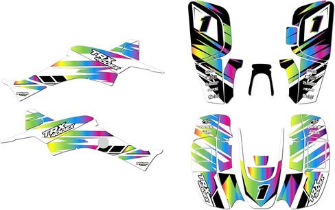 Graphics Kit for Honda TRX400EX (1999-2004) BLAZING Series Blue 16 Mil - ATV UTV Custom Racing Graphics Stickers Decals Kit, no-plastics in Kuwait
