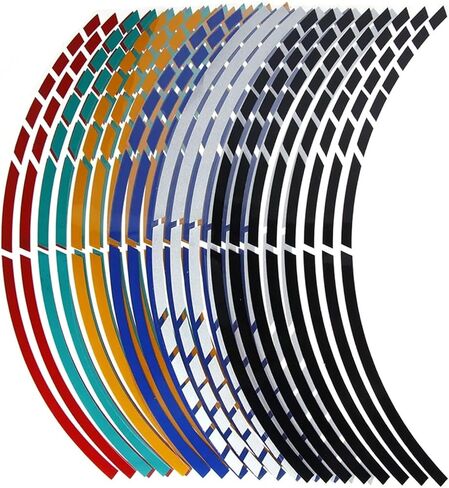 1 Set 5 Colors Car Styling Strips Reflective Motocross Bike Motorcycle Wheel Stickers and Decals 17/18 Inch Reflective Rim Tape(Silver) in Kuwait