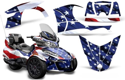 مجموعة الملصقات المخصصة من AMR RACING لـ Can-Am RTS: مجموعة [رسومات كاملة وحواف] تناسب (2014-2019) ملحقات Spyder RT، تصميم متوافق مع Spyder RTS - نجوم وخطوط in Kuwait