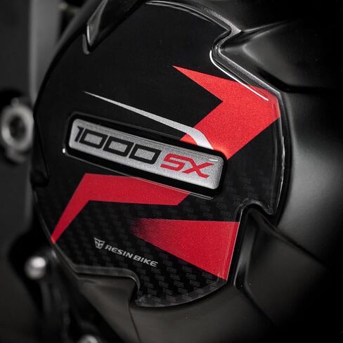 ملصقات للدراجات النارية من الراتنج متوافقة مع Kawasaki Ninja 1000 SX 2021-2025 باللون الأحمر. حافظة متغيرة للحماية من الصدمات والخدوش، ملصقات من الراتنج بتأثير ثلاثي الأبعاد، صنع في إيطاليا in Kuwait
