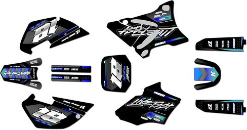 مجموعة رسومات لـ Yamaha YZ85 (2002-2014) سلسلة REBEL أصفر 09 Mil - مجموعة ملصقات رسومات السباق المخصصة للدراجة الترابية، بدون بلاستيك in Kuwait