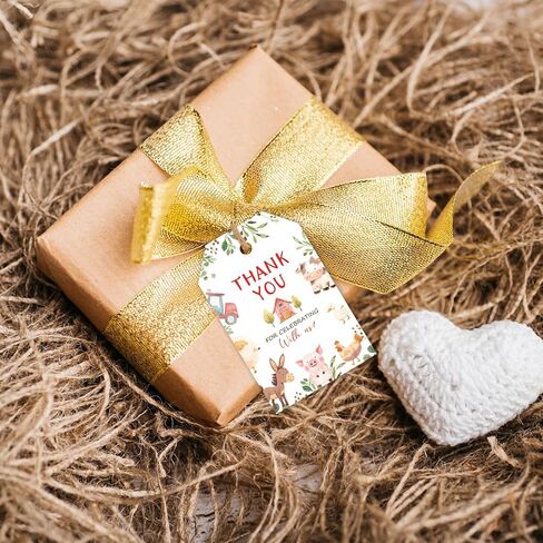 50pcs Farm Animals Thank You Tags, Barnyard Party Gift Tags for Farm Themed Birthday and Baby Shower Party Gift Wrapping Decoration (red) in Saudi Arabia