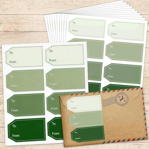 Whaline 504Pcs Sage Green Gift Tag Stickers to and from Stickers 4 Green Styles Adhesive Labels for Back to School Classroom Office Wedding Birthday Baby Shower Party Favors, 1.2 x 2.4 Inch in Kuwait