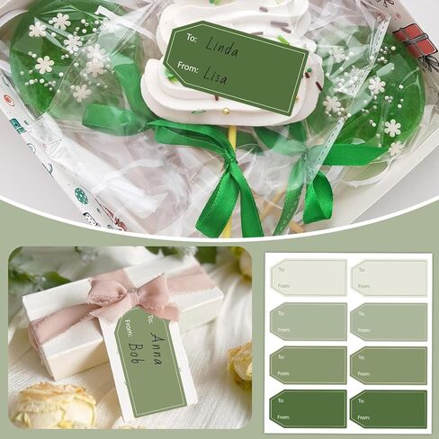 Whaline 504Pcs Sage Green Gift Tag Stickers to and from Stickers 4 Green Styles Adhesive Labels for Back to School Classroom Office Wedding Birthday Baby Shower Party Favors, 1.2 x 2.4 Inch in Kuwait