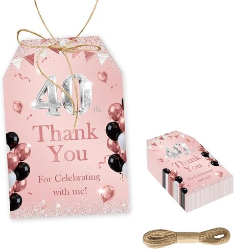 Rose Gold 50th Birthday Thank You Tags, Cheer to 50 Years Paper Gift Tag for Women, Happy 50th Birthday Thank You Gift Labels with String for 50th Anniversary Party Decoration in Kuwait