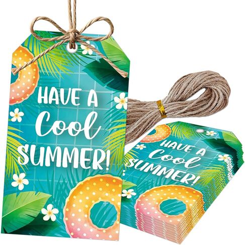50 Pcs Teacher Appreciation Tags, Summer Gift Tags with String, End of School Year Gifts for Teacher, 2 x 3 Inches Colorful Hanging Label for Birthday Teacher Appreciation Party Decor-A03 in Saudi Arabia