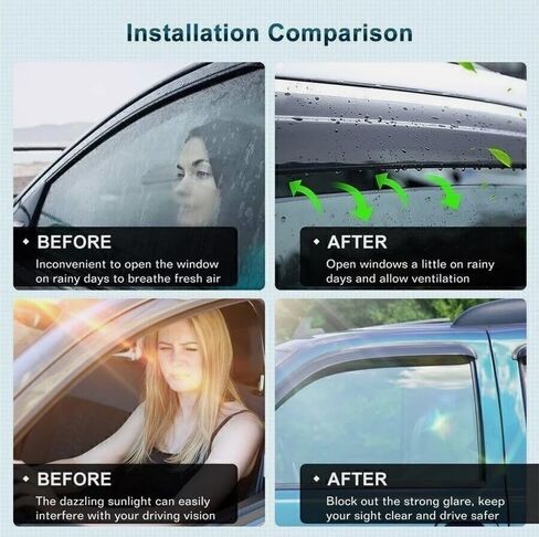 Window Visors Rain Guards for 2012-2015 Honda Civic Sedan JDM 3D Wavy 2012 2013 2014 2015 Accessories, Wind Deflectors Vent Shades for Honda Civic-4PCS in Kuwait