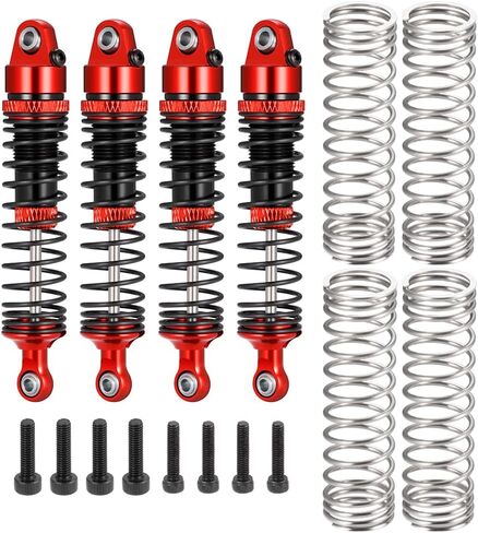 LSG 4Pcs Aluminum RC Shock Absorber Threaded Shocks for Tra-xxas 1/16 Arrma Gorgon Grom & Quake Grom RC Crawler Suspension Damper Upgrades Parts Replacement Accessories(Red) in Kuwait