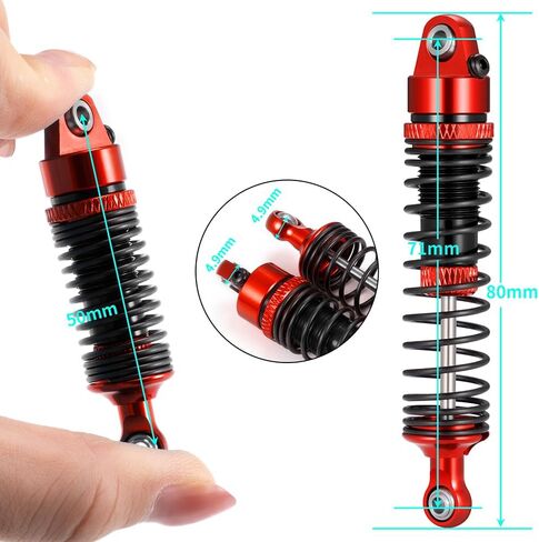 LSG 4Pcs Aluminum RC Shock Absorber Threaded Shocks for Tra-xxas 1/16 Arrma Gorgon Grom & Quake Grom RC Crawler Suspension Damper Upgrades Parts Replacement Accessories(Red) in Kuwait