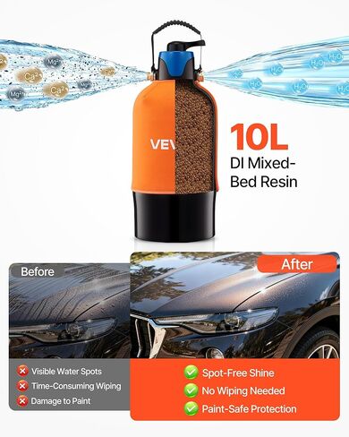 VEVOR Deionized Water System for Car Wash, Spotless Car Wash Water System with 10L DI Resin, Bypass Valve & TDS Meter, Spot-Free Deionized Water Filter for Cars RVs Motorcycles Windows in Kuwait