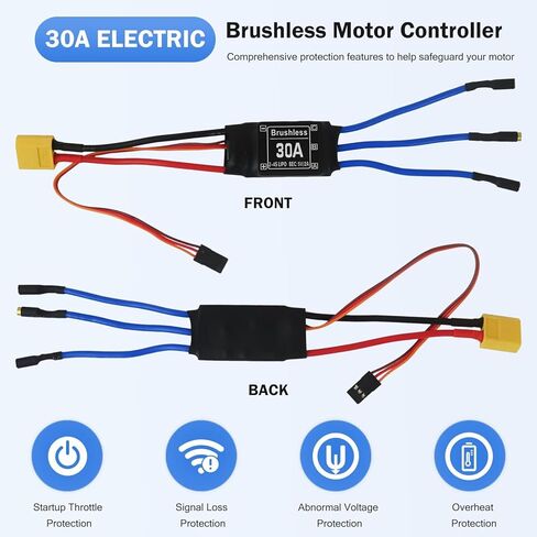 2 قطعة وحدة تحكم في السرعة الإلكترونية بمحرك بدون فرشاة متوافقة مع ESC 30A لطائرة هليكوبتر RC in Kuwait