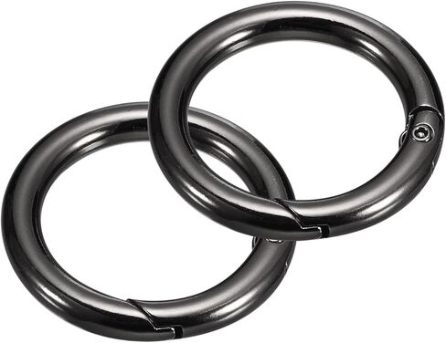 Round Spring O Rings, 2Pcs 1.3 Inch OD Trigger Buckle Snap Clips for Bags, Purses, Keyrings, DIY Accessories, Metallic Black in Kuwait