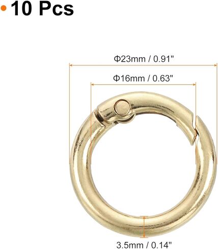 10Pcs Spring O Rings, 5/8"(16mm) ID Zinc Alloy Trigger Round Snap Buckle, DIY Accessories Spring Keyring Buckle for Keychains, Purse and Handbag, Trinkets (Gold) in Kuwait
