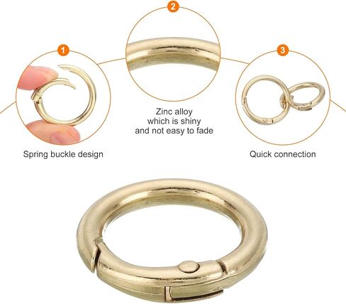 10Pcs Spring O Rings, 5/8"(16mm) ID Zinc Alloy Trigger Round Snap Buckle, DIY Accessories Spring Keyring Buckle for Keychains, Purse and Handbag, Trinkets (Gold) in Kuwait