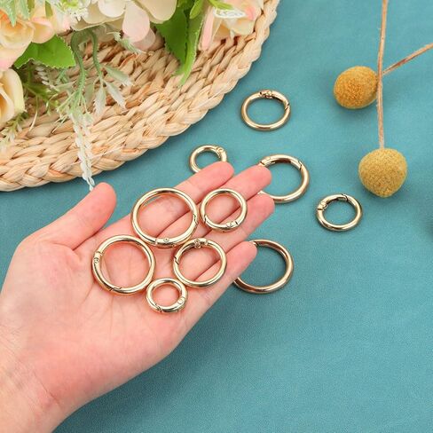 10Pcs Spring O Rings, 5/8"(16mm) ID Zinc Alloy Trigger Round Snap Buckle, DIY Accessories Spring Keyring Buckle for Keychains, Purse and Handbag, Trinkets (Gold) in Kuwait