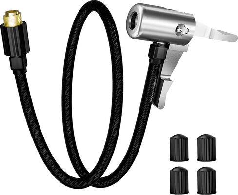 20 Inch Tire Inflator Hose, All-Metal Quick-Connect Locking Chuck with 360° Swivel End, High-Pressure Extension Tube for Car, Motorcycle, Bike Air Pump & Compressor in Saudi Arabia
