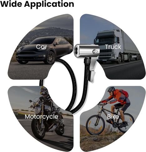 20 Inch Tire Inflator Hose, All-Metal Quick-Connect Locking Chuck with 360° Swivel End, High-Pressure Extension Tube for Car, Motorcycle, Bike Air Pump & Compressor in Saudi Arabia