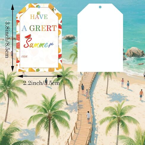 50 Pcs Summer Gift Tags with String Fruit Theme Have a Great Summer Hanging Tags 3.8 x 2.2 Inch End of School Year Teacher Appreciation Gift Labels Happy Hello Summer Party Decor for Kids Students in Kuwait