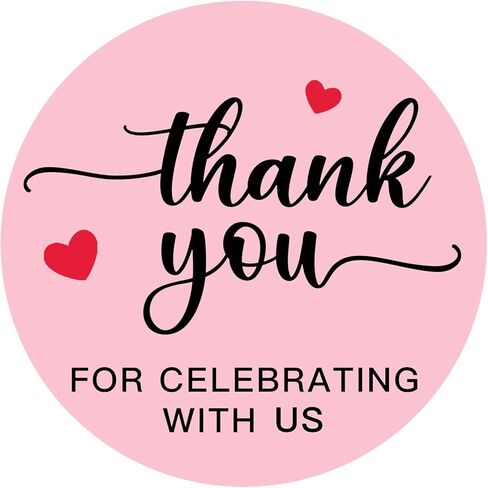120 X Thank You for Celebrating with Me Stickers, Birthday Party Favor Stickers, Pink Thank You for Coming Labels for Gift Bags, Treat Bags & Envelopes, Strong Adhesive, 1.6'' in Saudi Arabia