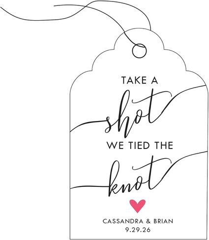 Tags, Set of 36, Custom Party Favors, Take a Shot We Tied the Knot, Scalloped Party Tag in Saudi Arabia