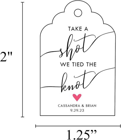 Tags, Set of 36, Custom Party Favors, Take a Shot We Tied the Knot, Scalloped Party Tag in Saudi Arabia