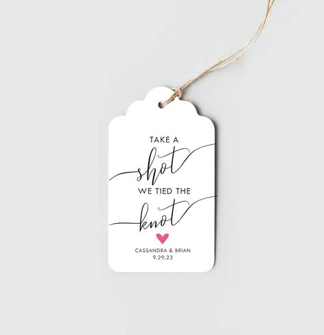 Tags, Set of 36, Custom Party Favors, Take a Shot We Tied the Knot, Scalloped Party Tag in Saudi Arabia