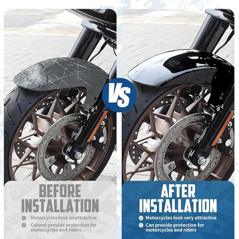19 inch Front Fender Motorcycle Mudguard for Bagger Models Fit for Harley Touring Road King Electra Glide Street Glide Road Glide 2014-2023, Vivid Black in Saudi Arabia