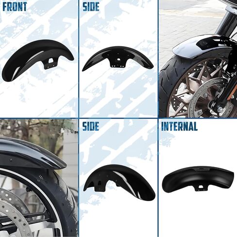 19 inch Front Fender Motorcycle Mudguard for Bagger Models Fit for Harley Touring Road King Electra Glide Street Glide Road Glide 2014-2023, Vivid Black in Saudi Arabia