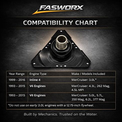 18643A5 Premium Engine Drive Coupler Assembly for MerCruiser Alpha One, Gen II & Bravo Sterndrives | Fits 3.0L 4.3L 4.5L 5.0L 5.7L Engines | 14-Inch Flywheel, 3-Inch Bolt Pattern | Replaces 18-2323 in Kuwait