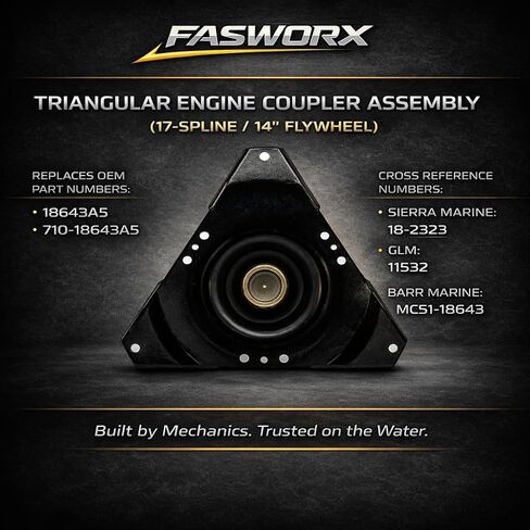 18643A5 Premium Engine Drive Coupler Assembly for MerCruiser Alpha One, Gen II & Bravo Sterndrives | Fits 3.0L 4.3L 4.5L 5.0L 5.7L Engines | 14-Inch Flywheel, 3-Inch Bolt Pattern | Replaces 18-2323 in Kuwait
