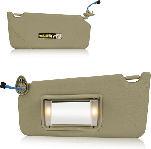 Left Driver Side Sun Visor with Vanity Light Fit for Honda Accord 2008 2009 2010 2011 2012, Replace for 83280TA0A91ZB Beige in Saudi Arabia