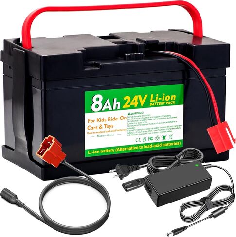 24V 8Ah Lithium Battery for huffy torex 24V UTVs Ride- On Cars & Toys, Upgraded to Replace Lead-Acid 12FM7 Batteries (with Charger and Adapter Cable) in Kuwait