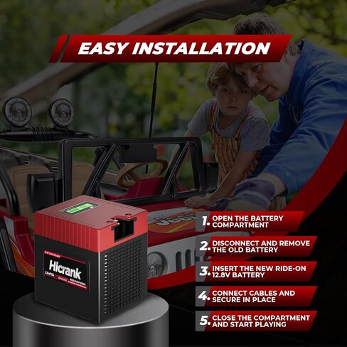 LiFePO4 Lithium Power Wheels Ride On Toy Replacement Battery, 12V 12Ah, Charger Included, 2X Acceleration Capability, Rechargeable for Preschool Vehicles in Kuwait