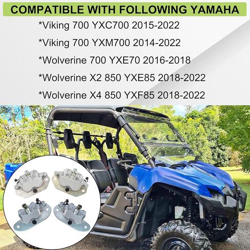 مجموعة فرجار الفرامل الأمامية ومجموعة فرجار الفرامل الخلفية متوافقة مع Yamaha Viking 700 2014-2022 ولفيرين 700 2016-2018 ولفيرين X2 X4 850 2018-2022 OE # 1XD-2580T-00-00 1XD-2580W-00-00 in Kuwait