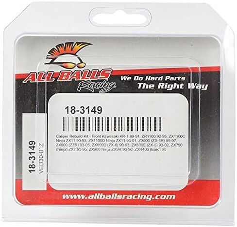 All Balls Caliper Rebuild Kit 18-3149 for Kawasaki ZX 11 Ninja (ZX 1100D) 1993 1994 1995 1996 1997 1998 1999 2000 2001, ZX 6 (ZX 600D) 1990 1991 1992 1993, ZX 6 (ZX 600E) 1993 1994 1995-2002 in Kuwait