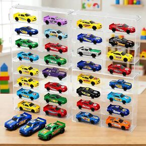 4-Pack Acrylic Display Case for 1/64 Scale Matchbox Wheels Toy Car,32 Slots Hot Wheels Storage Qrganizer with Clear Snap-On Dust Cover 6 X 7.5 X 1.3 Inches in Saudi Arabia