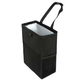 Car Trash Can, 3.4 Gallons Leak-Proof Hanging Trash Bin with Hook and Loop Lid and Handle, Multipurpose Car Organizer with Storage Pockets for SUV, Truck, RV and Camping in Saudi Arabia